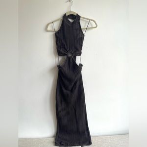 Charcoal Knit Midi Halter Dress NWT